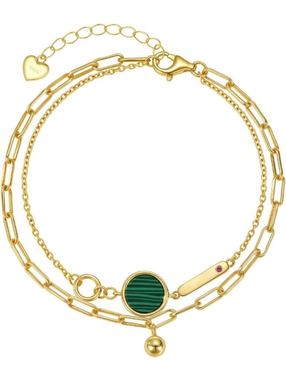 Dainty 925 Sterling Silver & 14k Gold Plated Adjustable Link Bracelet for Women
